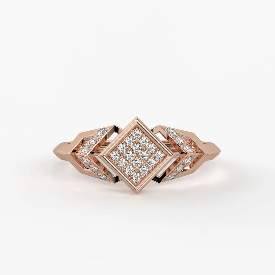 Square Halo Cluster Ladies Ring