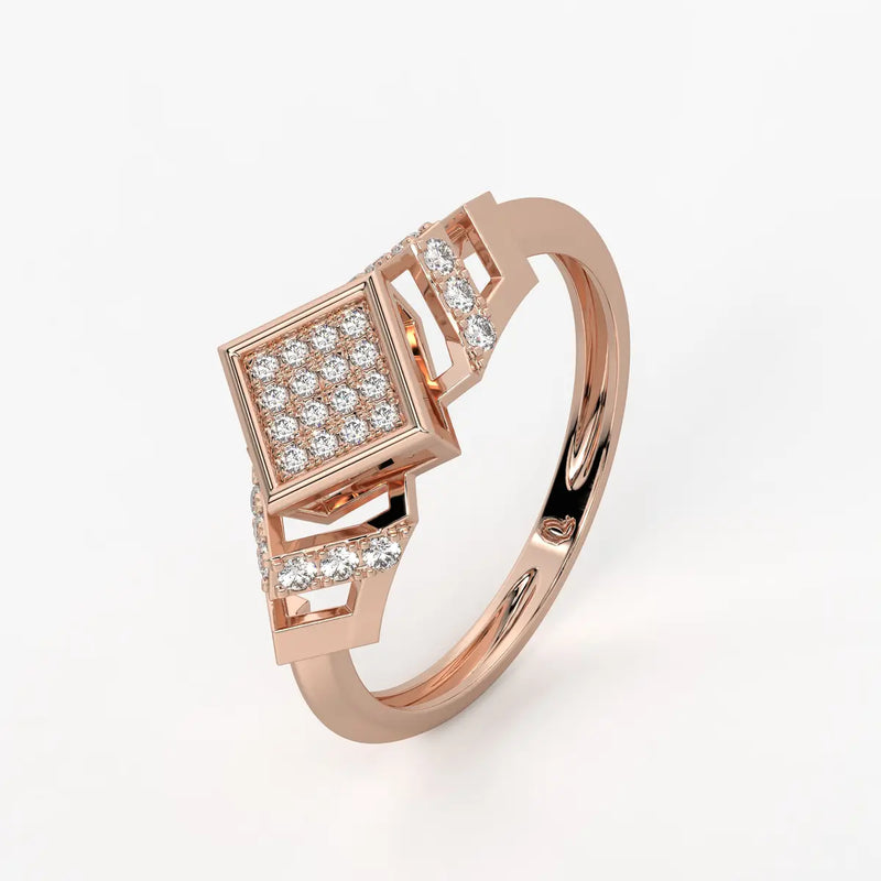 Square Halo Cluster Ladies Ring