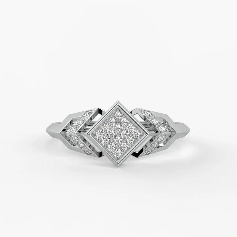 Square Halo Cluster Ladies Ring