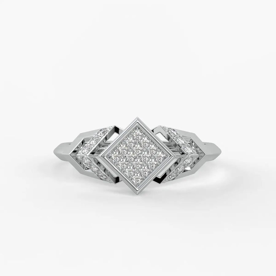 Square Halo Cluster Ladies Ring