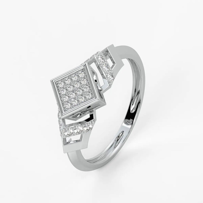 Square Halo Cluster Ladies Ring