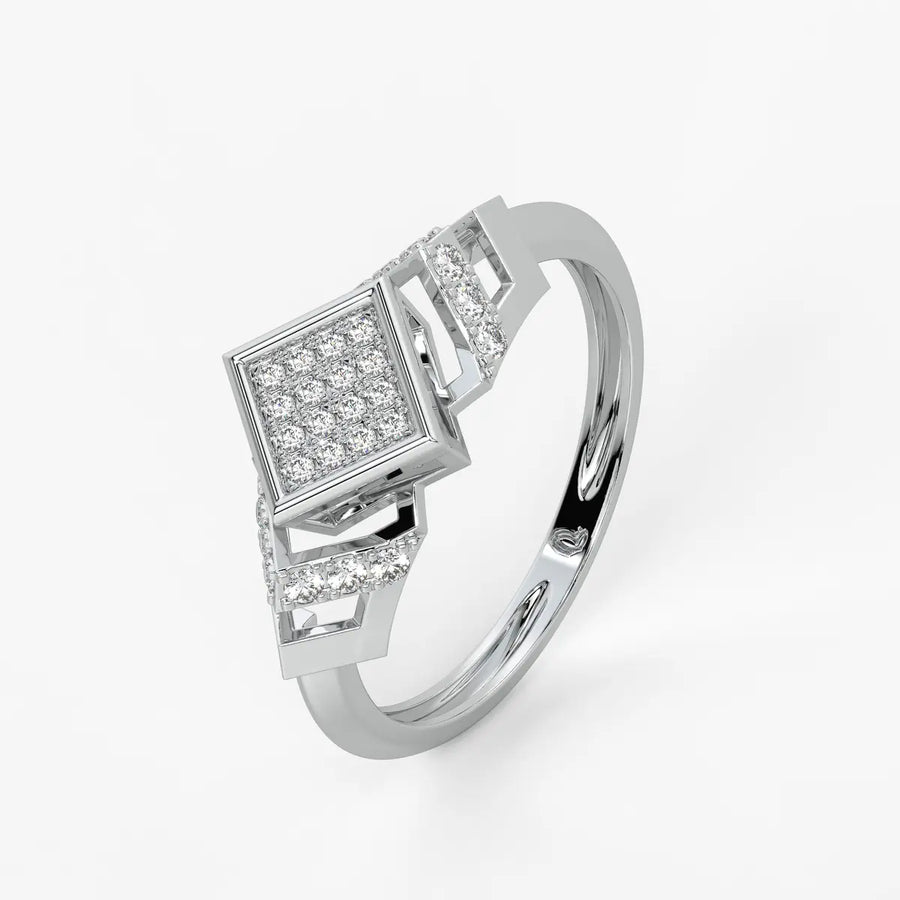 Square Halo Cluster Ladies Ring