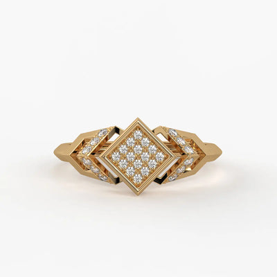 Square Halo Cluster Ladies Ring
