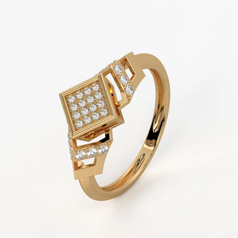 Square Halo Cluster Ladies Ring