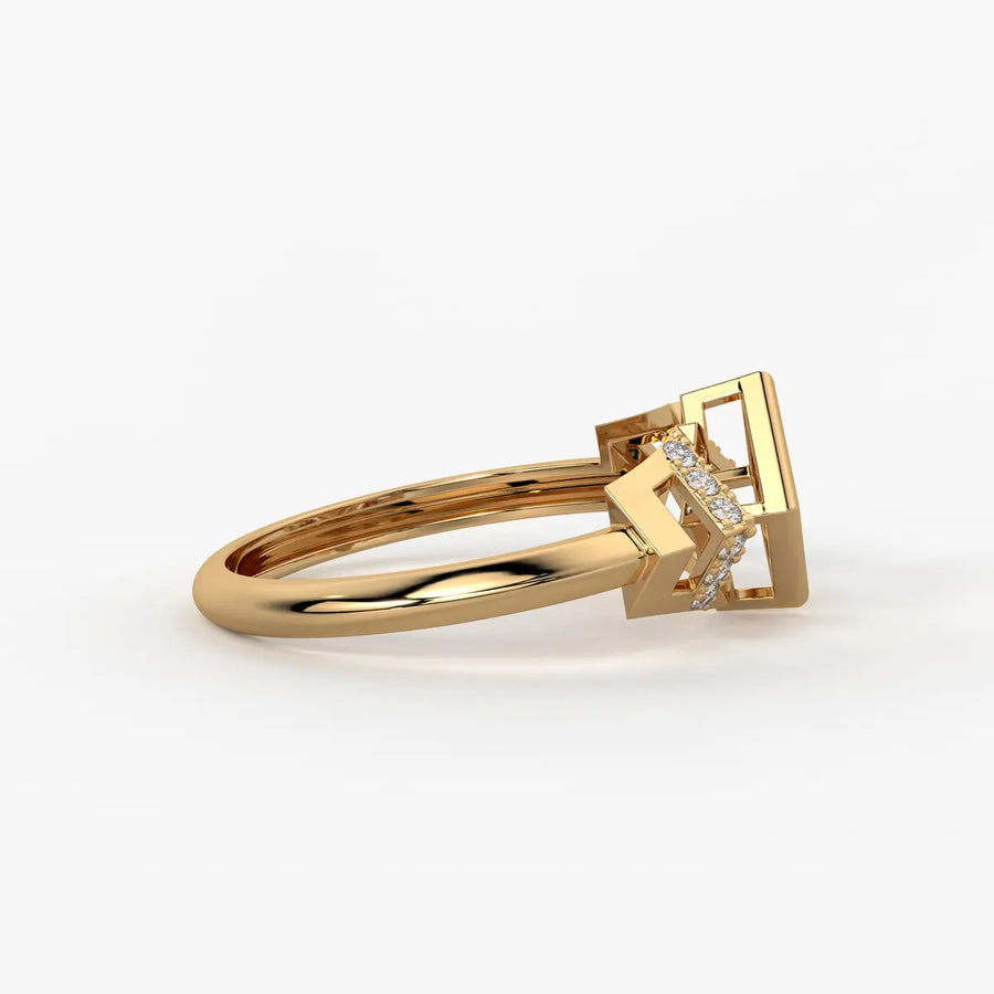 Square Halo Cluster Ladies Ring