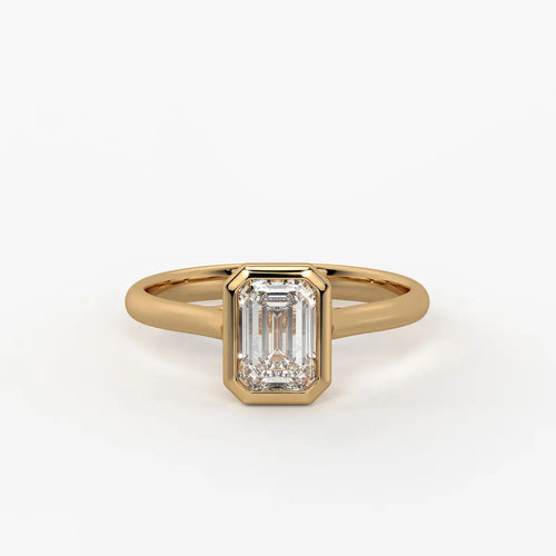 Evara Emerald-Cut Bezel Solitaire Ring