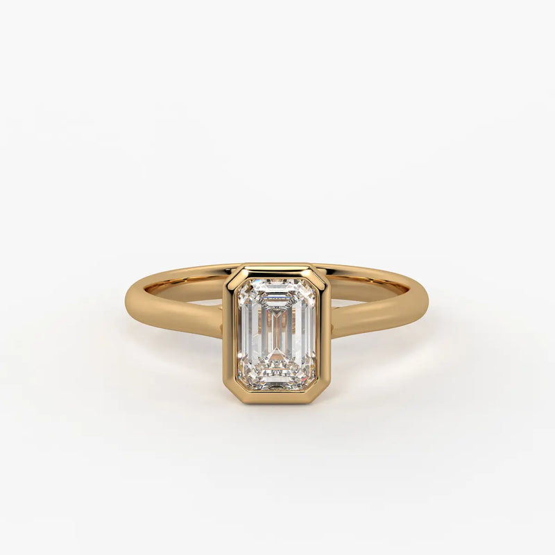 Evara Emerald-Cut Bezel Solitaire Ring