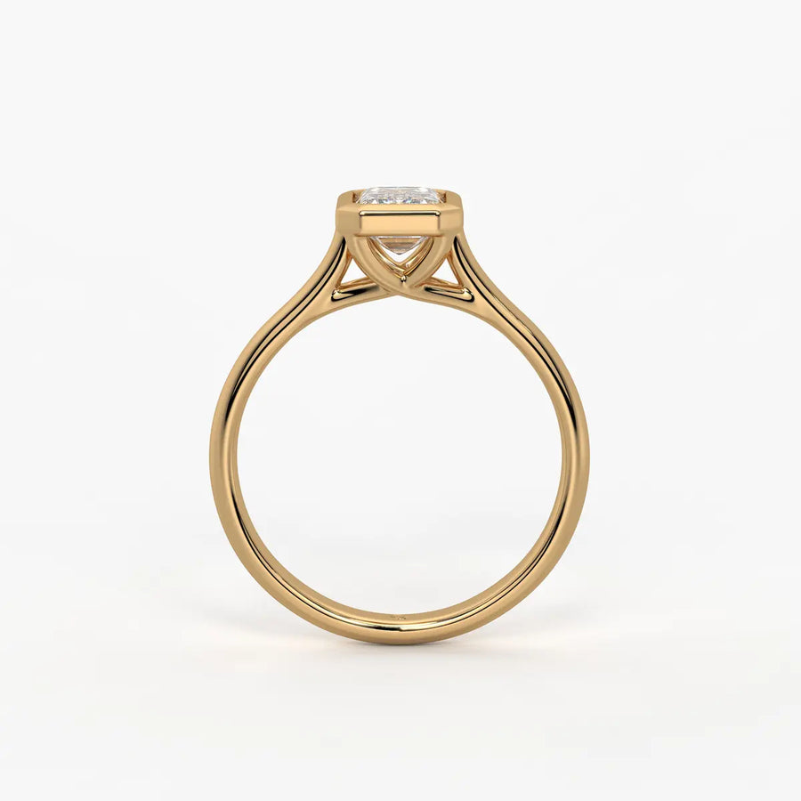 Evara Emerald-Cut Bezel Solitaire Ring