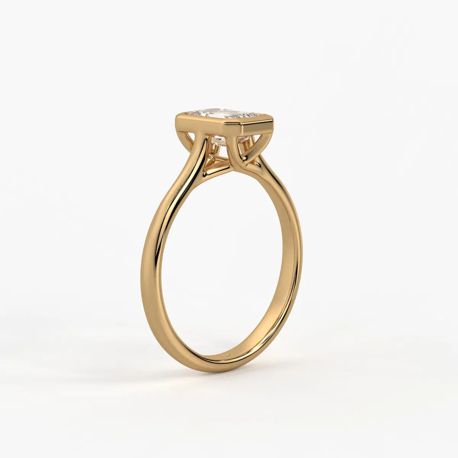 Evara Emerald-Cut Bezel Solitaire Ring