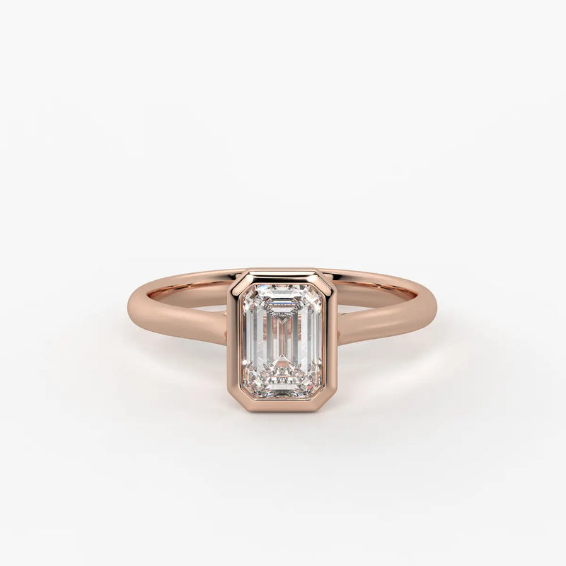 Evara Emerald-Cut Bezel Solitaire Ring