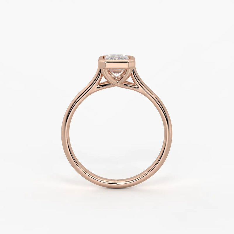 Evara Emerald-Cut Bezel Solitaire Ring