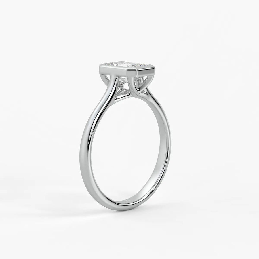 Evara Emerald-Cut Bezel Solitaire Ring