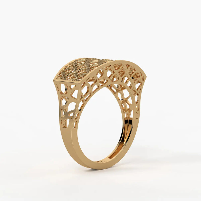 Lattice Veil Statement Ring