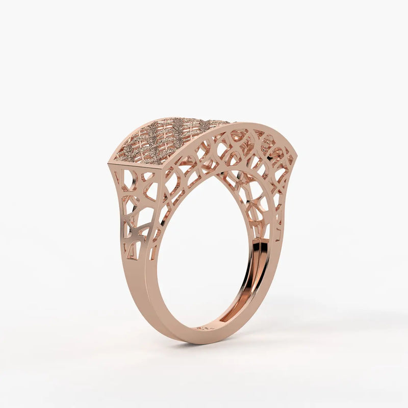 Lattice Veil Statement Ring
