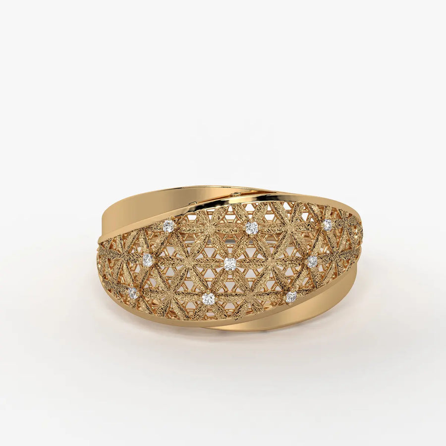 Celestara Bloom Lattice Ring