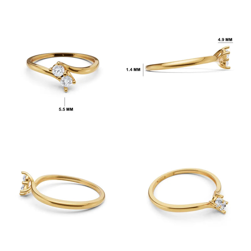 Evangeline Two-Stone Bypass Diamond Ring