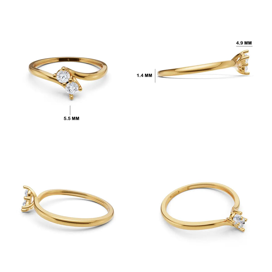 Evangeline Two-Stone Bypass Diamond Ring