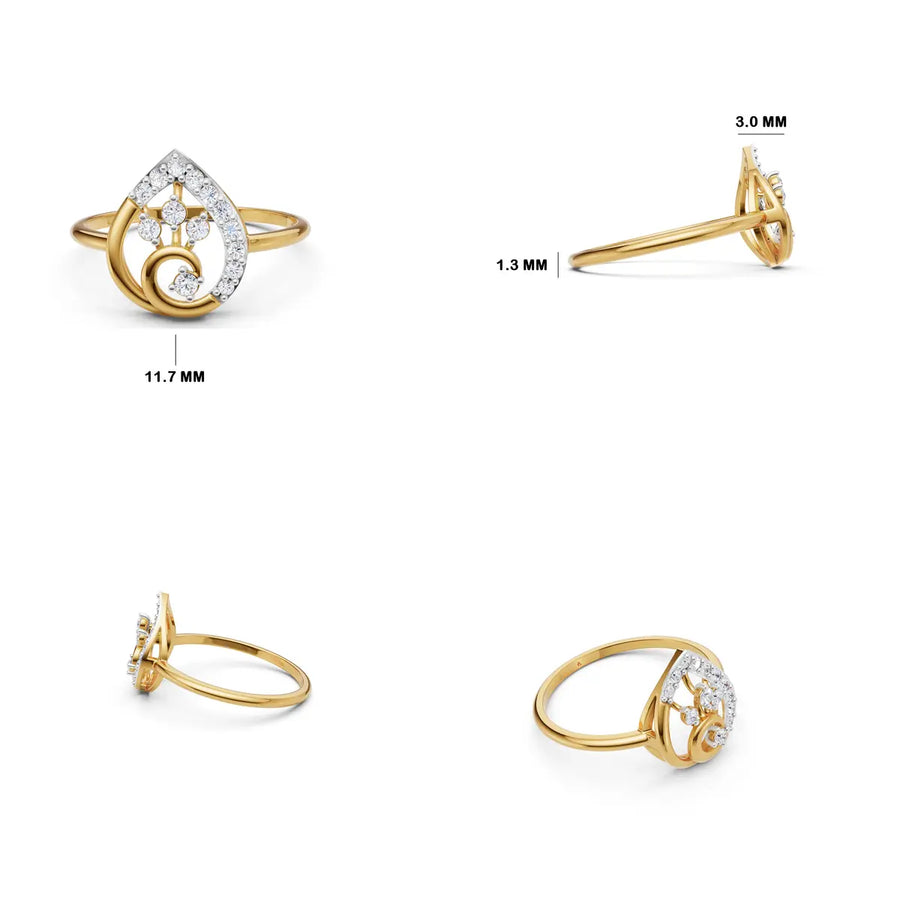 Calista Teardrop Spiral Elegance Ring