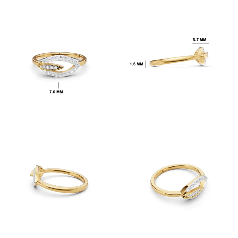 Amara Leafline Pave Curve Stone Ring