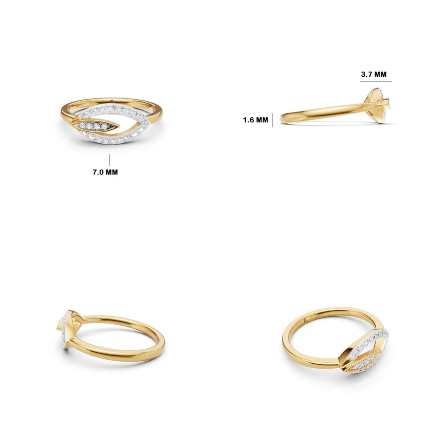 Amara Leafline Pave Curve Stone Ring