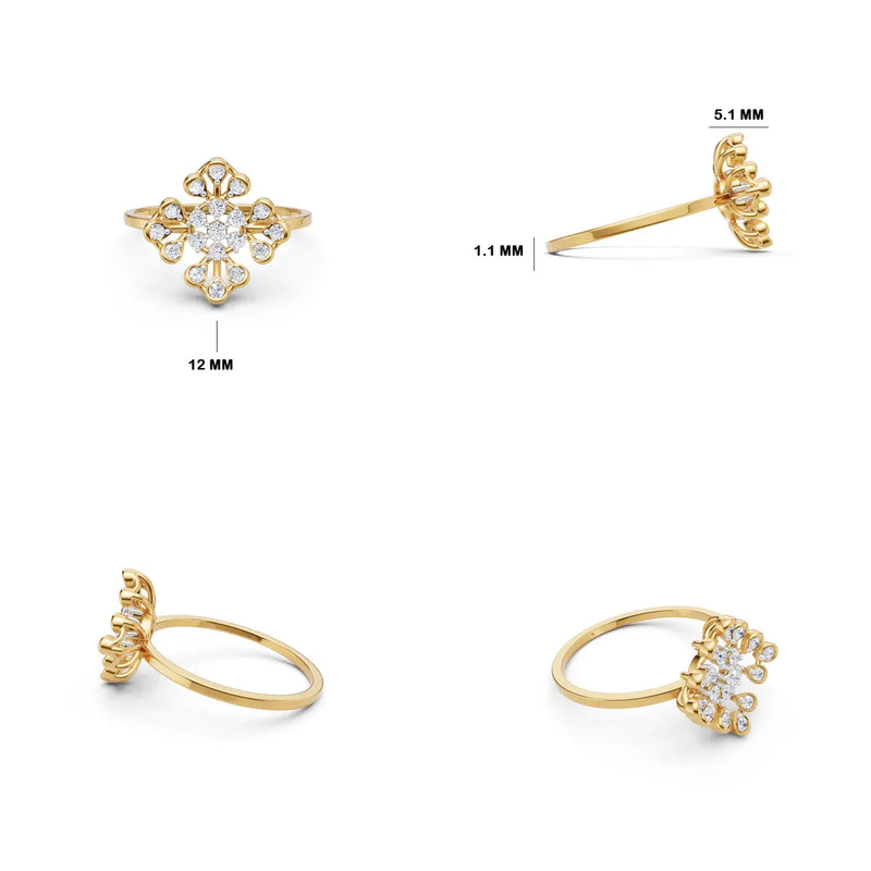 Astral Cross Cluster Diamond Ring