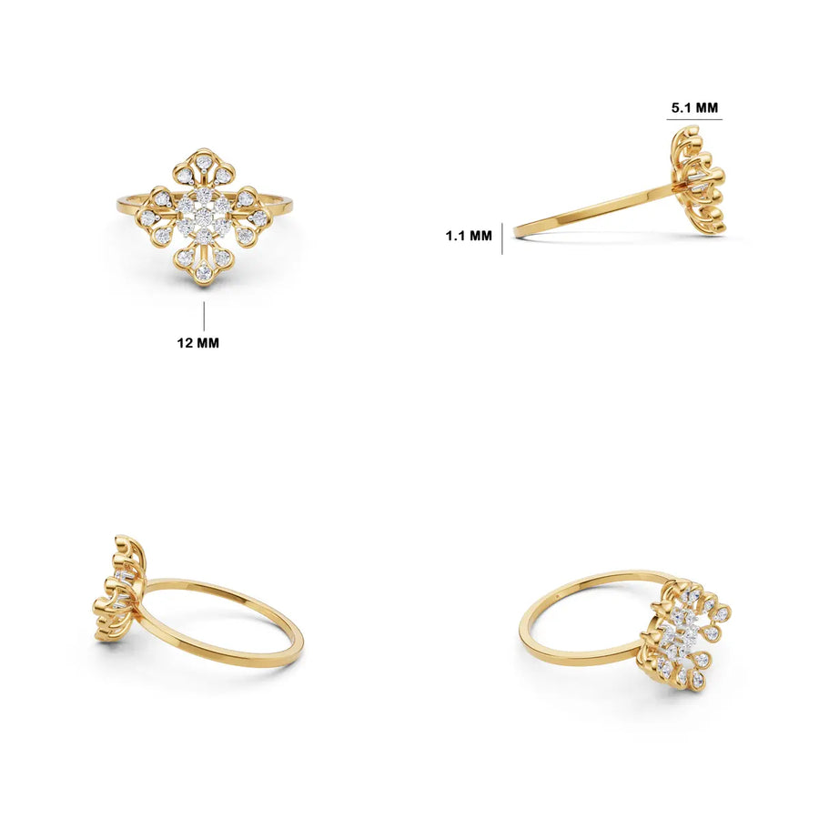 Astral Cross Cluster Diamond Ring