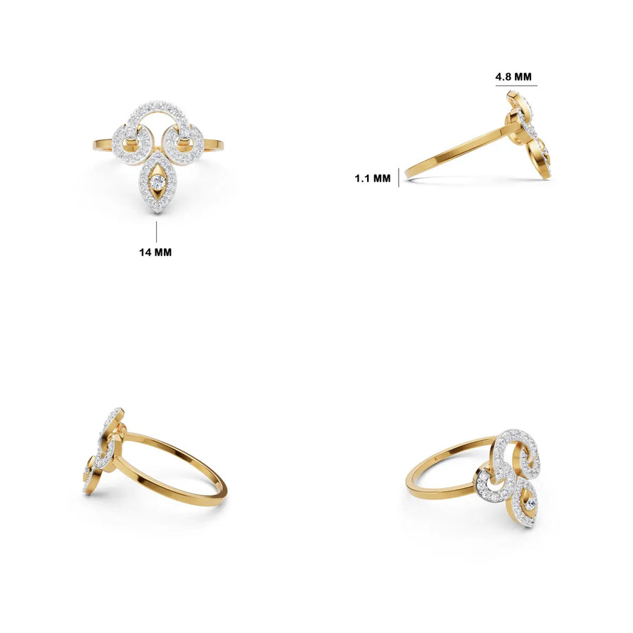 Serenique Threefold Marquise Halo Ring
