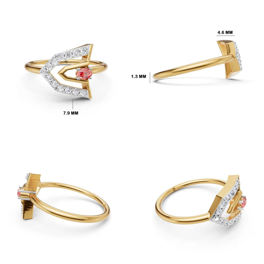 Arboreal Crest Geometric Diamond Ring