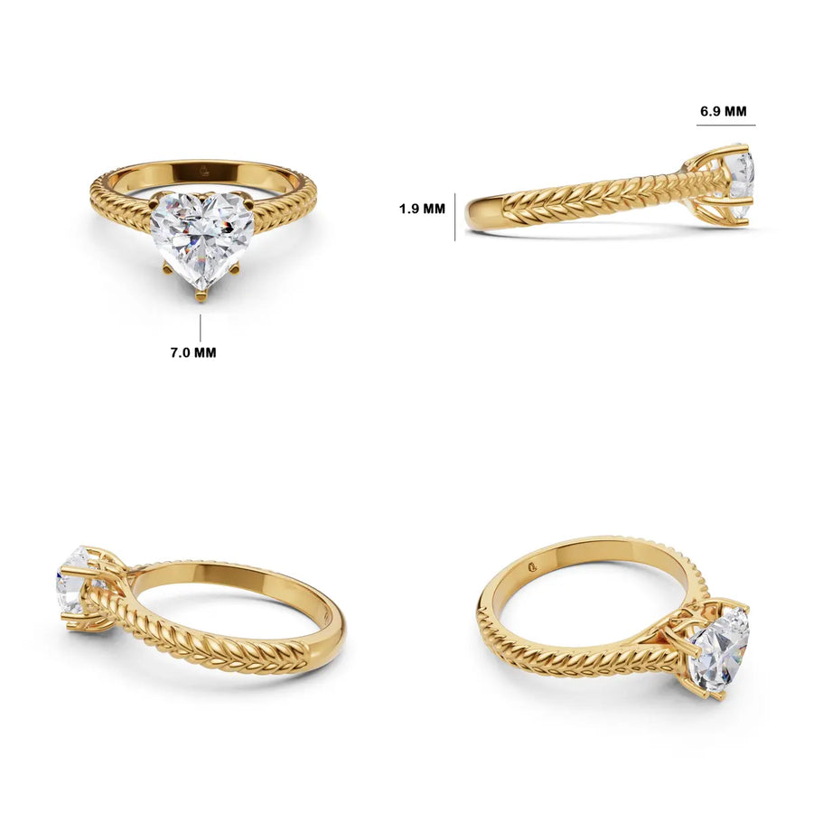 Corazon Braided Heart Diamond Ring