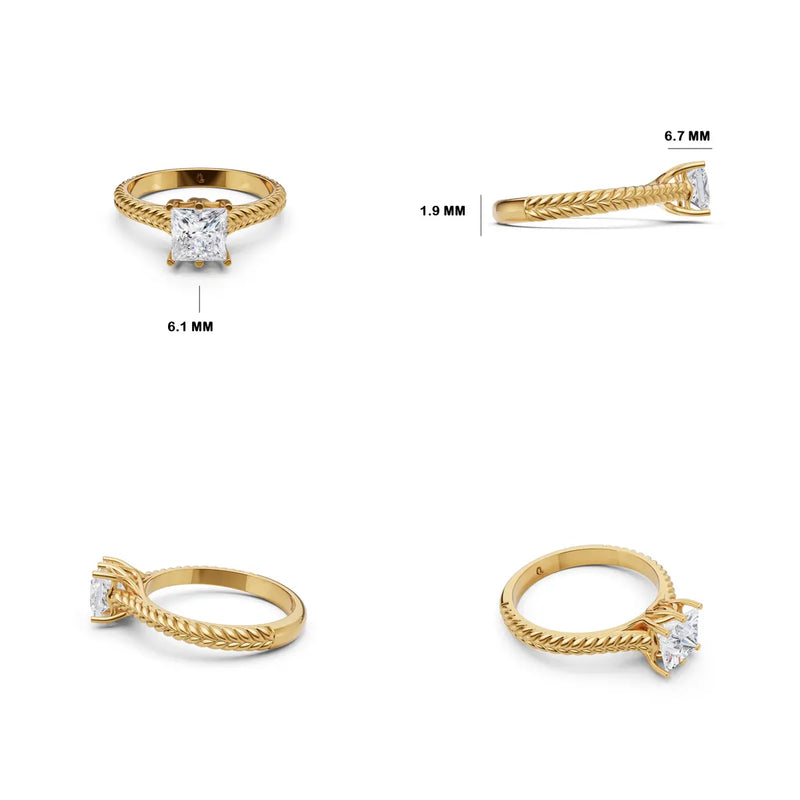 Serafina Crowned Princess Diamond Ring