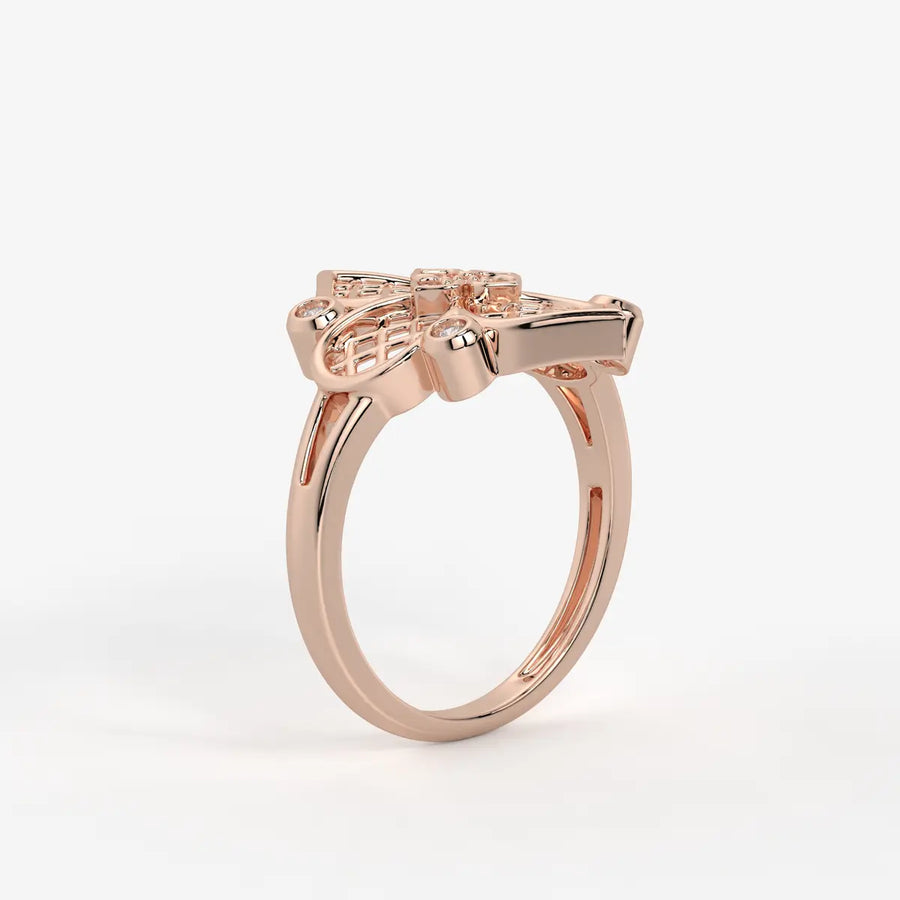 Aurelia Quatrefoil Lattice Diamond Ring
