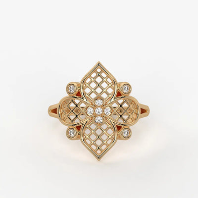 Aurelia Quatrefoil Lattice Diamond Ring