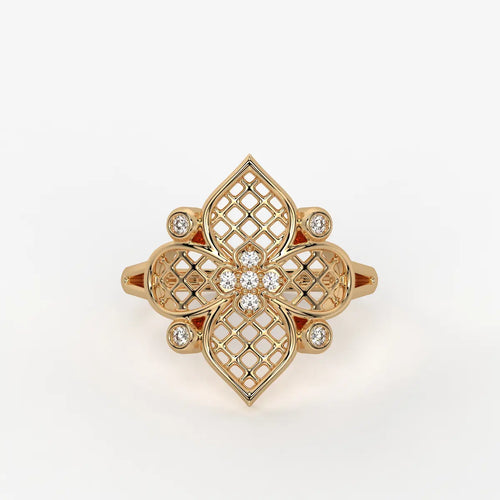 Aurelia Quatrefoil Lattice Diamond Ring