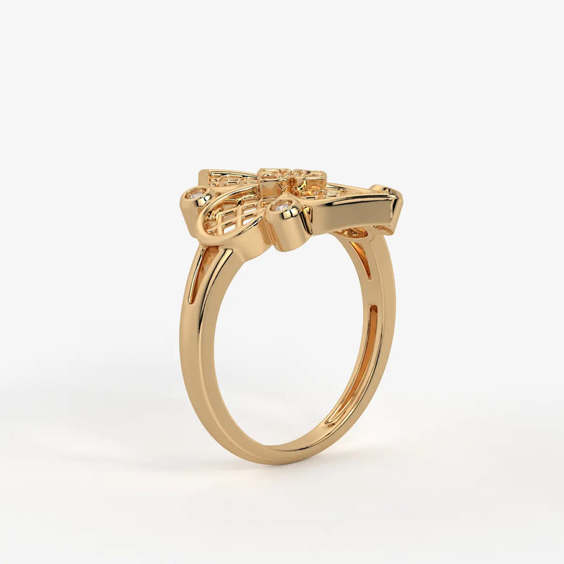 Aurelia Quatrefoil Lattice Diamond Ring