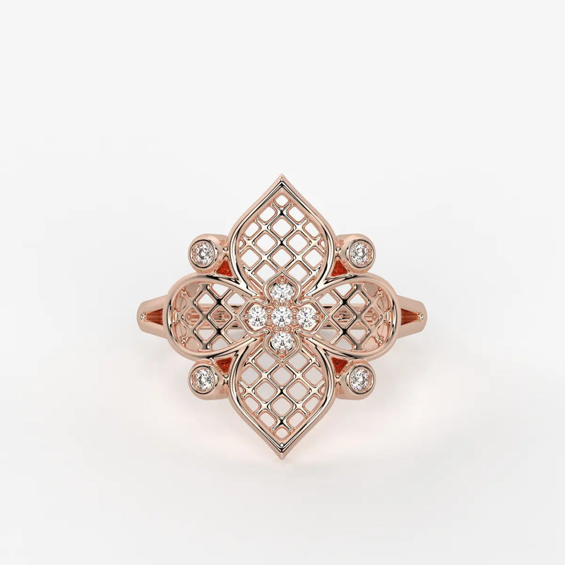 Aurelia Quatrefoil Lattice Diamond Ring