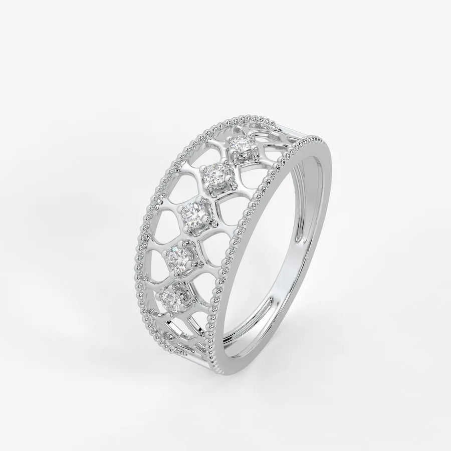 Elara Honeycomb Lace Diamond Band Ring