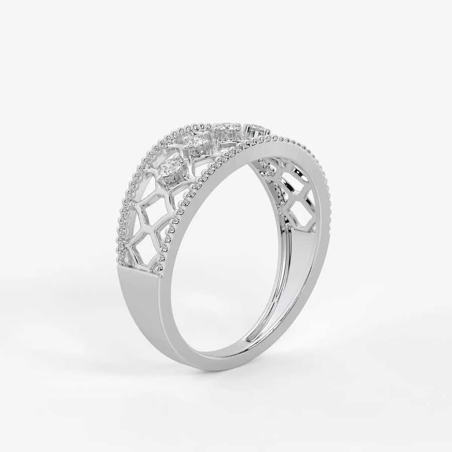 Elara Honeycomb Lace Diamond Band Ring