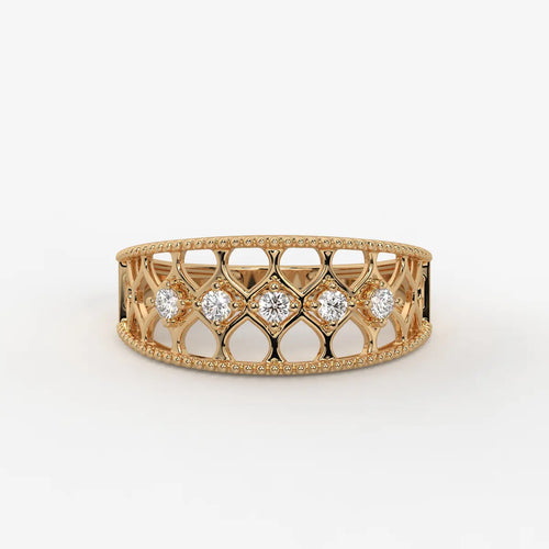 Elara Honeycomb Lace Diamond Band Ring