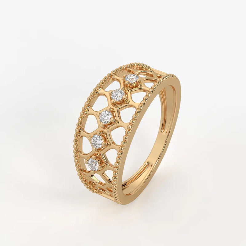 Elara Honeycomb Lace Diamond Band Ring