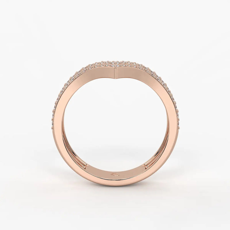 Double Chevron Pavé Ladies Ring