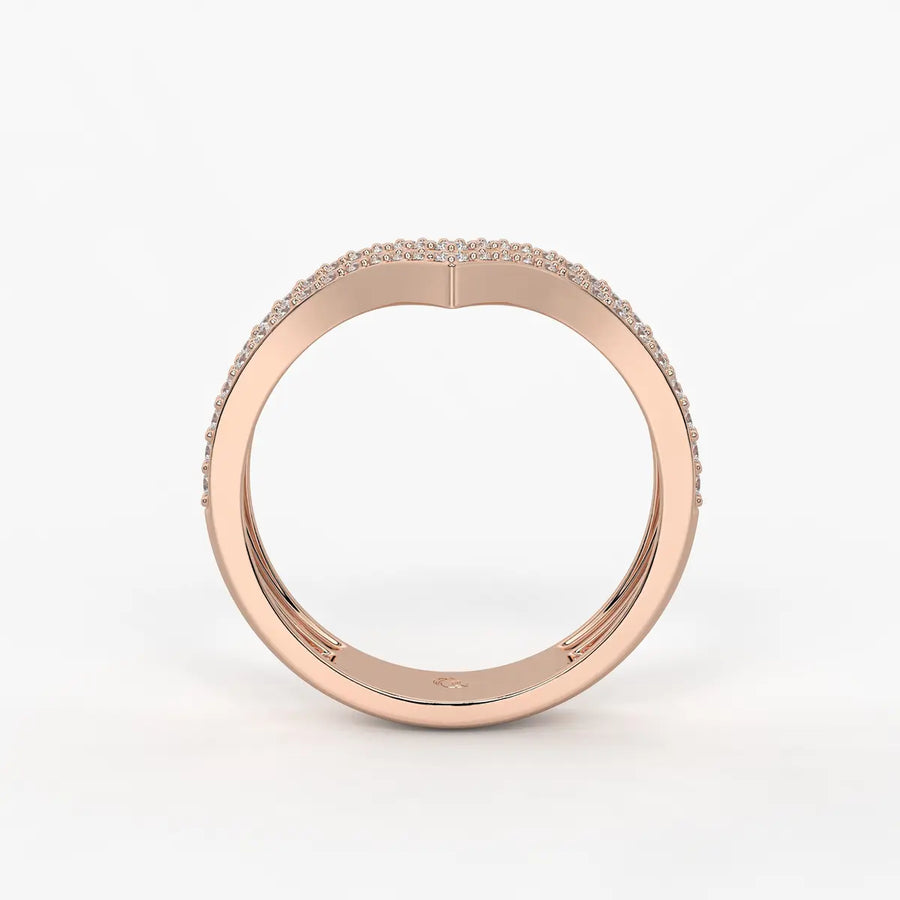 Double Chevron Pavé Ladies Ring