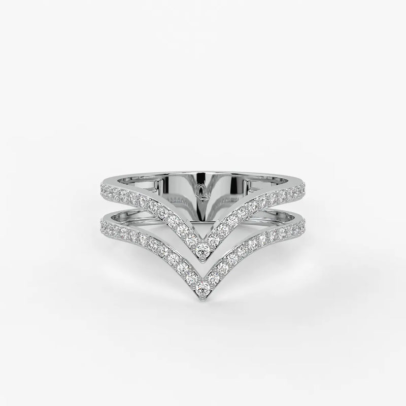 Double Chevron Pavé Ladies Ring