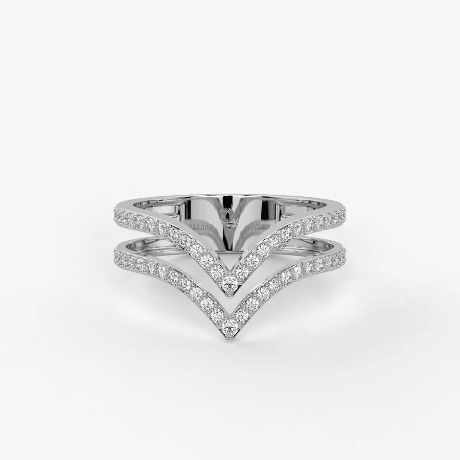 Double Chevron Pavé Ladies Ring
