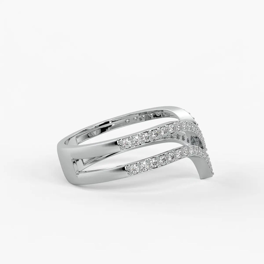 Double Chevron Pavé Ladies Ring