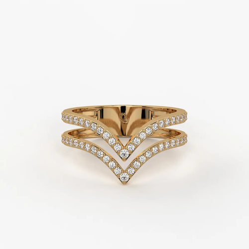 Double Chevron Pavé Ladies Ring