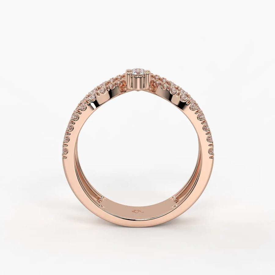 Chevron Pavé Stackable Ladies Ring