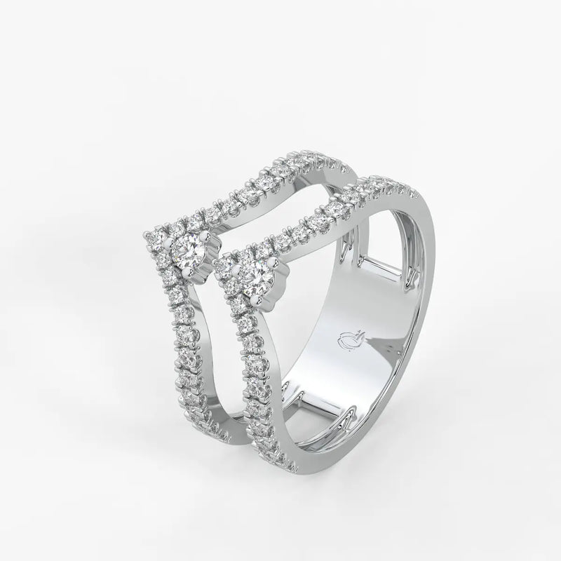 Chevron Pavé Stackable Ladies Ring