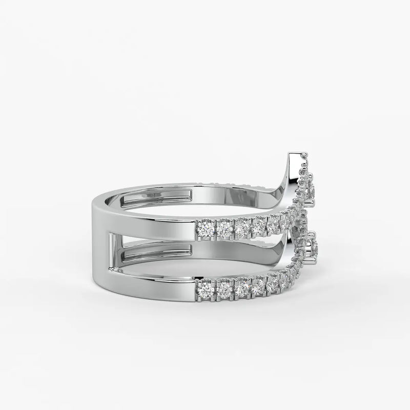 Chevron Pavé Stackable Ladies Ring