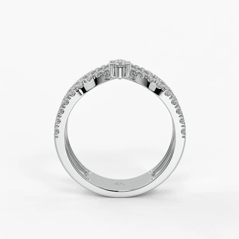 Chevron Pavé Stackable Ladies Ring