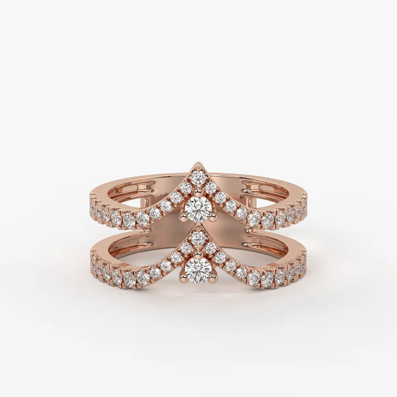 Chevron Pavé Stackable Ladies Ring